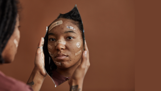 a mirrored face with labels