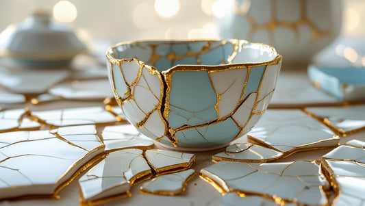 A cracked but mendd jar (Kintsugi style)